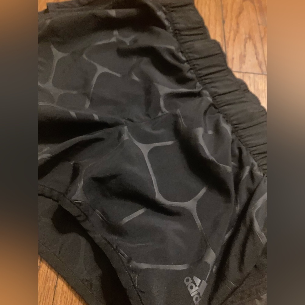 3/$40 shorts Adidas black matte and shiny athletic running shorts small